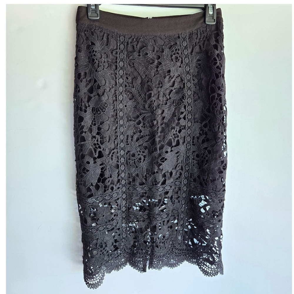 JOA Black Lace Pencil Skirt Size XS
